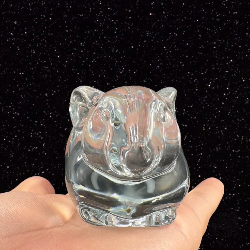Clear Bunny Rabbit Art Glass Figural Candle Holder Votive Figurine Glass Vintage